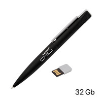 Ручка шариковая "Callisto" с флеш-картой 32Gb, покрытие soft touch черный