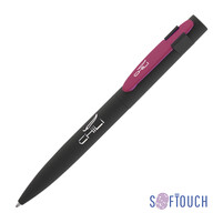 Ручка шариковая "Lip", покрытие soft touch черный с фуксией