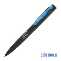 Ручка шариковая "Lip", покрытие soft touch черный с голубым