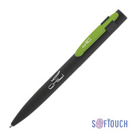 Ручка шариковая "Lip", покрытие soft touch черный с зеленым яблоком