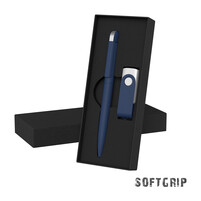 Набор ручка + флеш-карта 8 Гб в футляре, покрытие softgrip темно-синий