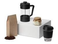 Подарочный набор с кофе, кружкой и френч-прессом "Бодрое утро", черный