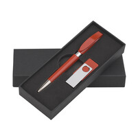 Набор ручка + флеш-карта 16Гб в футляре красный