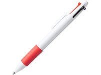 Ручка шариковая KUNOY с чернилами  4-х цветов, белый/красный