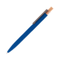 Ручка шариковая "Matt" из переработанного алюминия и пластика, с кнопкой из бамбука синий