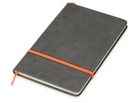 Блокнот «Color» линованный А5 в твердой обложке с резинкой, серый/оранжевый (P)