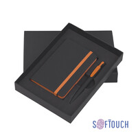Подарочный набор "Таранто", покрытие soft touch  черный с оранжевым