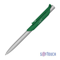 Ручка шариковая "Skil", покрытие soft touch темно-зеленый с серебристым